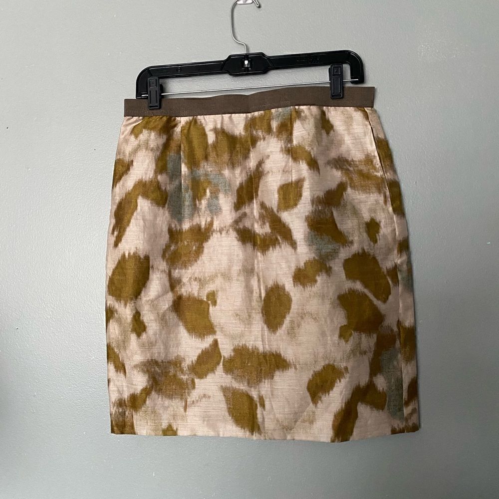 LOFT Gold/Teal Abstract Print Skirt 6
